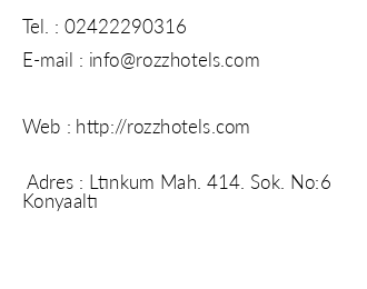 Rozz Hotel 1 iletiim bilgileri